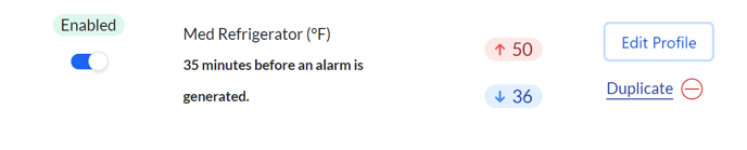 alarm profile - enabled