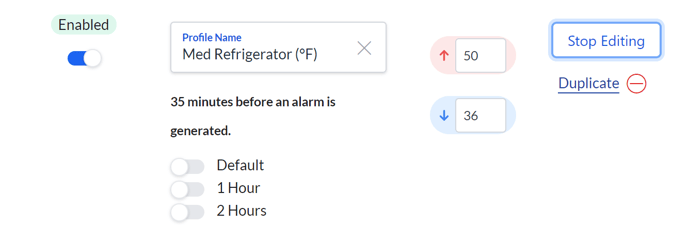 edit alarm profile